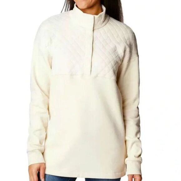 Columbia Cream Hart Mountain Quilted Half Snap Pullover Size Large - Picture 1 of 10